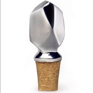 NIMA OBEROI LUNARES SLEEK MODERN SILVER GEO BOTTLE STOPPER NEW IN BOX